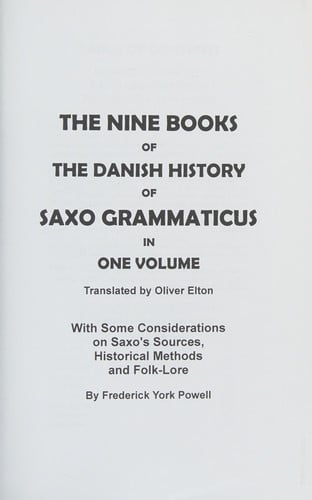The Nine Books of the Danish History: Gesta Danorum