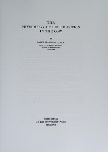 Physiology of Reproduction in the Cow