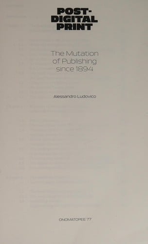 Post-digital print: the mutation of publishing since 1894