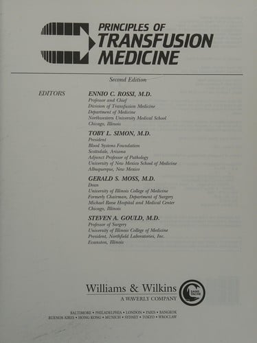 Principles of transfusion medicine