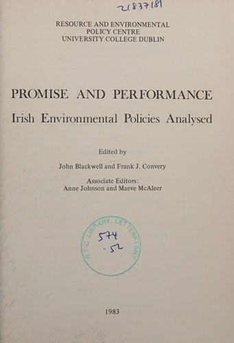 Promise and Performance: Irish Environmental Policies Analysed