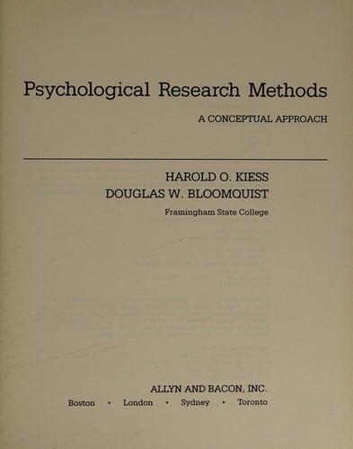 Psychological research methods: a conceptual approach