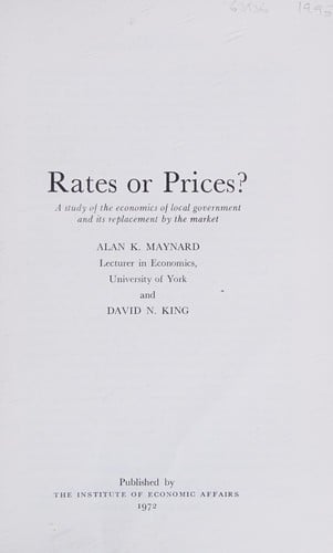 Rates or prices: a study of the economics of local government and its replacement by the market