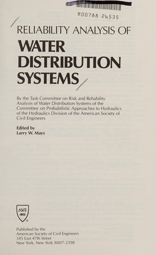 Reliability analysis of water distribution systems