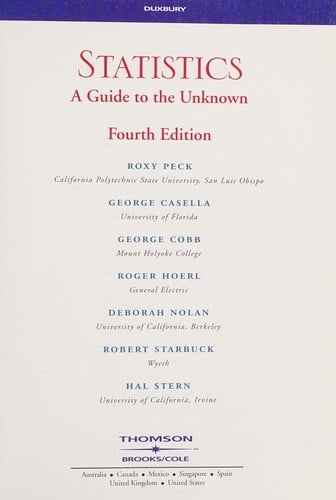 Statistics: A Guide to the Unknown