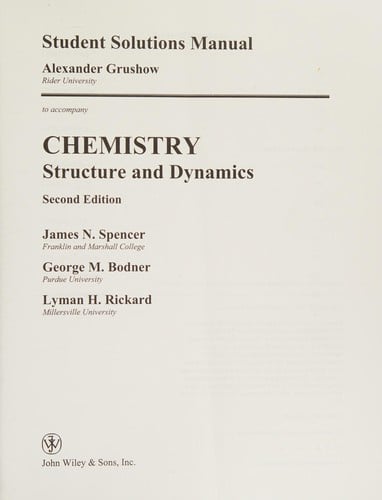 Chemistry, Student Solutions Manual: Structure and Dynamics