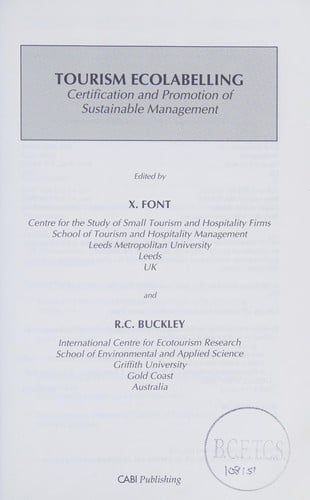 Tourism ecolabelling: certification and promotion of sustainable management