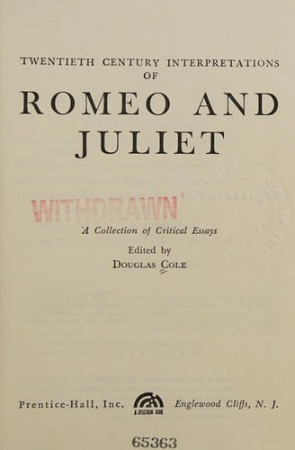 Twentieth century interpretations of Romeo and Juliet: a collection of critical essays.