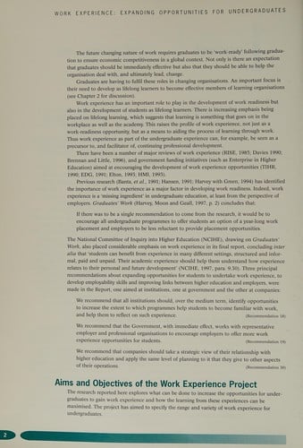 Work experience: expanding opportunities for undergraduates