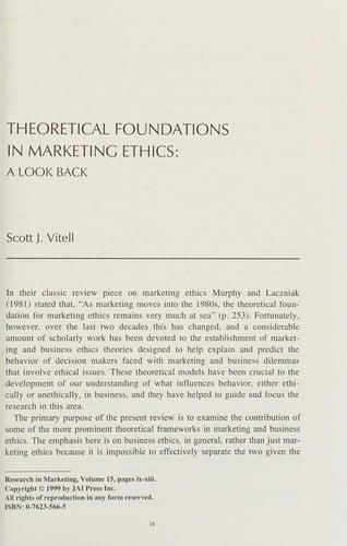 Theoretical foundations in marketing ethics