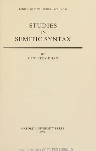 Studies in Semitic syntax