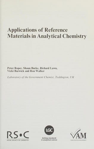 Applications of reference materials in analytical chemistry