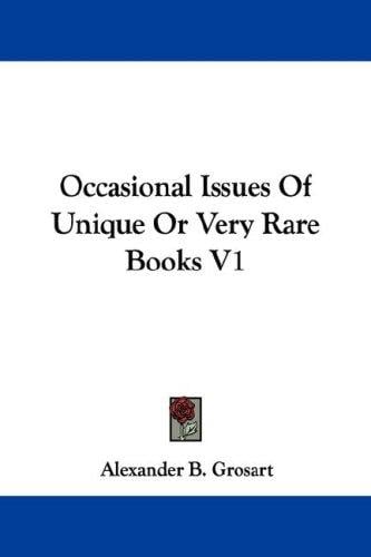 Occasional Issues Of Unique Or Very Rare Books V1