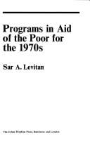 Programs in Aid of the Poor (Policy Studies in Employment and Welfare)
