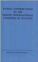 Dutch Contributions to the 8th International Congress of Slavists