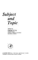 Subject and Topic: [Papers]