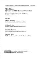 Thin Films: Stresses and Mechanical Properties (Materials Research Society Symposium Proceedings, Vol. 130)
