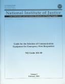 Guide for the Selection of Communication Equipment for Emergency First Responders: Nij Guide 104-00