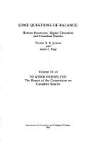 o know ourselves: the report of the Commission on Canadian Studies