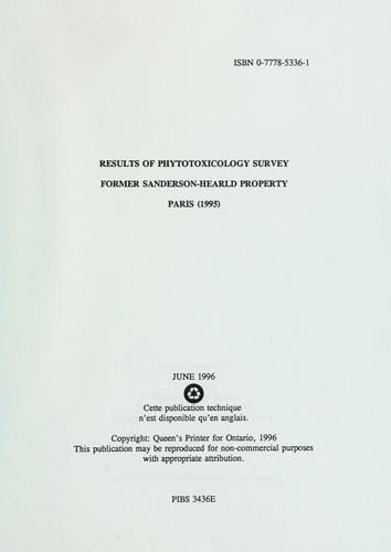 Results of phytotoxicology survey, former Sanderson-Hearld property, Paris (1995)