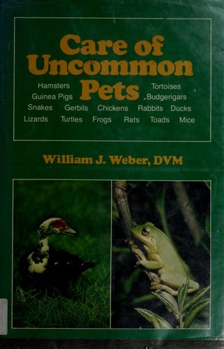 Care of uncommon pets: rabbits, guinea pigs, hamsters, mice, rats, gerbils, chickens, ducks, frogs, toads and salamanders, turtles and tortoises, snakes and lizards, and budgerigars