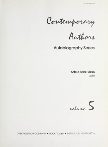 Contemporary Authors: Autobiography Series, Vol. 5