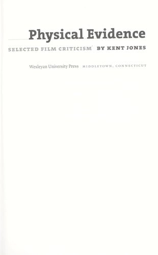 Physical evidence: selected film criticism