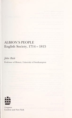 Albion's people: English society, 1714-1815