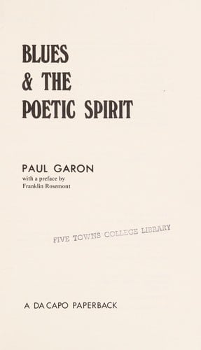 Blues & the poetic spirit