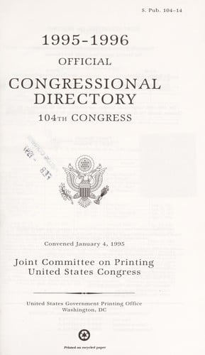 1995-1996 Official Congressional Directory: 104th Congress (Official Congressional Directory)