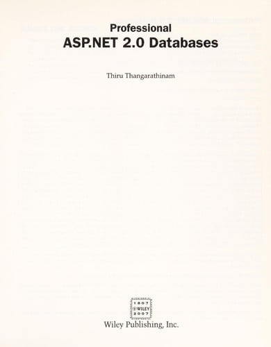 Professional ASP.NET 2.0 databases