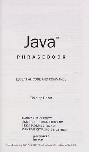 Java phrasebook: essential code and commands