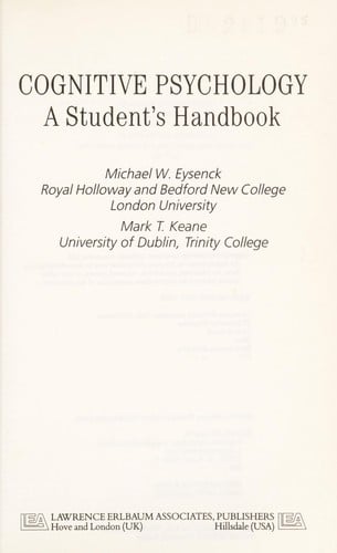 Cognitive Psychology: A Student's Handbook