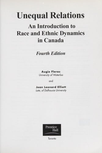 Unequal relations: an introduction to race and ethnic dynamics in Canada