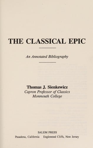 The classical epic: an annotated bibliography