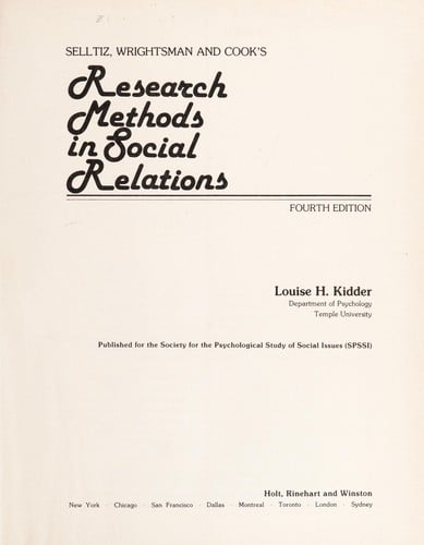 Research Methods in Social Relations.