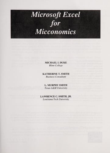 Microsoft Excel for microeconomics