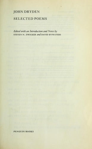 John Dryden: selected poems