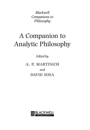 A companion to analytic philosophy