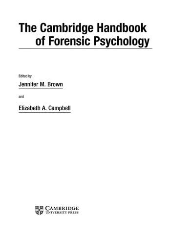The Cambridge handbook of forensic psychology