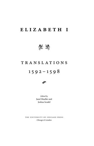 Elizabeth I: translations, 1592-1598