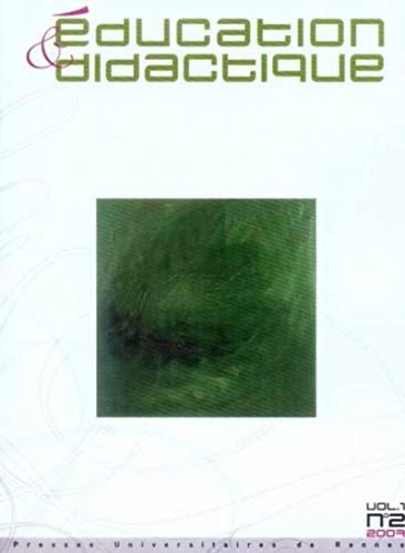 Education & didactique N° 2, Volume 1