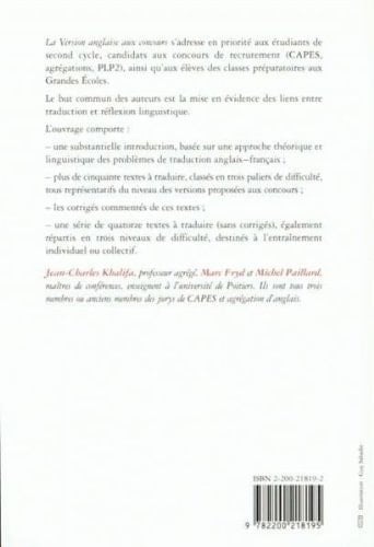 La version anglaise aux concours CAPES, Agrégations