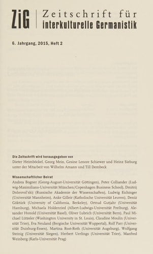Zeitschrift Für Interkulturelle Germanistik 7. Jahrgang, 2016, Heft 1