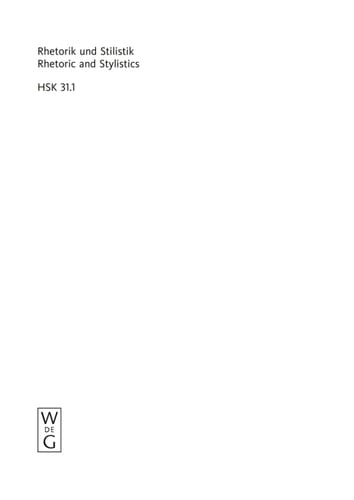 Rhetorik und Stilistik / Rhetoric and Stylistics