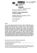 Collective values, behavioural norms, and rules: Building institutions for economic growth and poverty reduction (WIDER discussion paper)