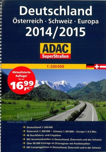ADAC SuperStraßen Deutschland, Österreich, Schweiz, Europa 2014/2015. 1 : 200 000