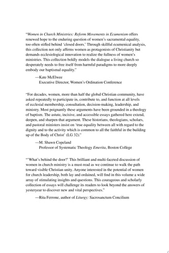 Women in Church Ministries Reform Movements in Ecumenism