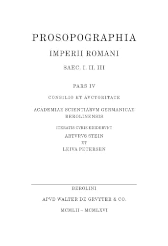 Prosopographia Imperii Romani saec. I. II. III.