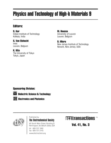 Physics and Technology of High-k Materials 9